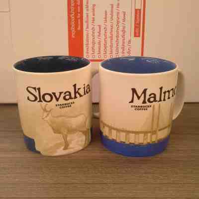 2 Original Starbucks City Mugs Slovakia & Malmo 16 OZ Series 2016-2017 GIFTS - Sold on eBay Oct, 27th 2018 for $40.00