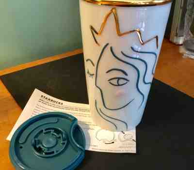 Starbucks Mermaid Gold Trim Tall Porcelain Drinkware To Go 10oz - Sold on eBay Dec, 13th 2018 for $5.00