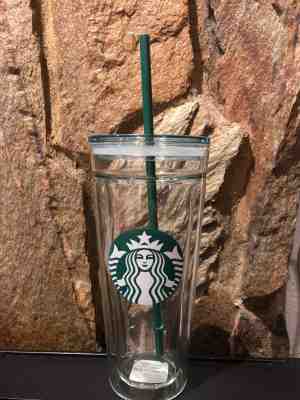 STARBUCKS Tumbler 20 oz Venti GLASS Double Wall Cold Cup 20oz 2017 NWT RARE - Sold on eBay Dec, 14th 2018 for $49.99