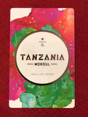STARBUCKS SEATTLE ROASTERY TANZANIA MONDUL US TASTER CARD LIMITED - Sold on eBay Oct, 15th 2018 for $9.99