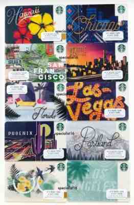2017 Starbucks Card Lot Set San Francisco Hawaii Chicago OC LA Seattle - Sold on eBay Dec, 16th 2018 for $18.01