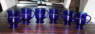 Set of 6 Anchor Hocking STARBUCKS Glasses Coffee Mugs COBALT BLUE 14-Ounce - Sold on eBay Dec, 15th 2018 for $45.00