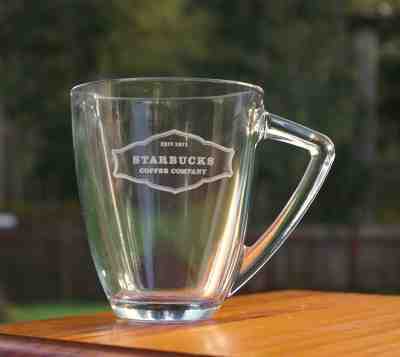Starbucks Coffee Company Clear Glass Etched Badge Logo Mug by Anchor Hocking - Sold on eBay Dec, 14th 2018 for $28.00