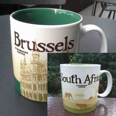 2 Starbucks Global City Icon Mugs 16 oz BRUSSELS & SOUTH AFRICA THE FIRST 2,000 - Sold on eBay Dec, 15th 2018 for $65.00
