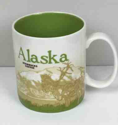 Starbucks 2010 Alaska Mug Cup Collector Series 16oz Green Brown Moose Bear - Sold on eBay Dec, 4th 2018 for $75.00