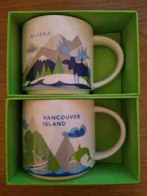 STARBUCKS PAIR ALASKA & VANCOUVER ISLAND YAH You Are Here 14oz Mugs RETIRED NIB - Sold on eBay Nov, 25th 2018 for $46.00