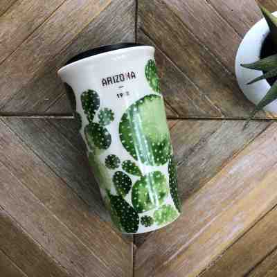 STARBUCKS Limited Edition AZ Arizona 1912 Cactus Tall Ceramic Travel Mug Desert - Sold on eBay Dec, 14th 2018 for $33.50