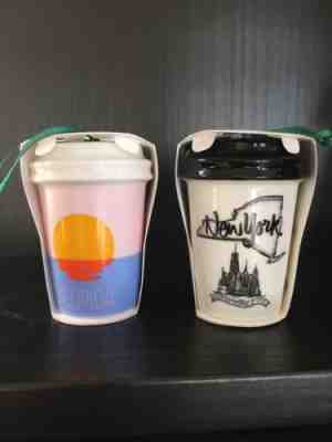 Starbucks New York & Florida Coffee Cup Christmas Ornaments - Sold on eBay Dec, 15th 2018 for $19.00