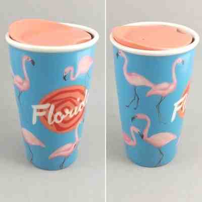 Starbucks Coffee Mug Florida Pink Flamingo Ceramic Lidded 12 Oz. Tumbler Travel - Sold on eBay Dec, 11th 2018 for $30.00