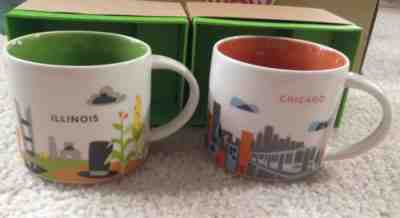 New Starbucks Mugs Chicago & Illinois YAH Series 14fl oz Set of 2 - Sold on eBay Dec, 10th 2018 for $50.00