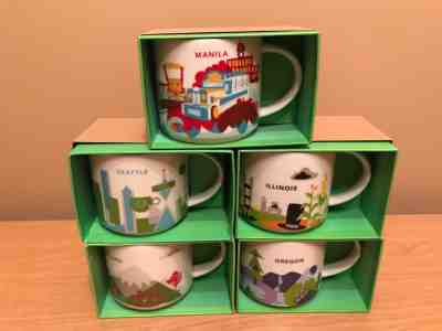 Starbucks YAH Custom 5 mug auction, Illinois, Manila, Seattle, Portland, Oregon - Sold on eBay Dec, 3rd 2018 for $115.75