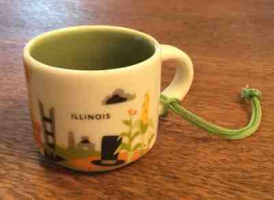 Starbucks Illinois You Are Here Ceramic Christmas ORNAMENT 2 oz Mini Mug - Sold on eBay Nov, 29th 2018 for $7.49