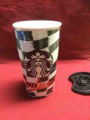 Indiana Checkered Race Flag Starbucks  Logo Double Wall Traveler 12 oz Indy NEW - Sold on eBay Dec, 6th 2018 for $26.99