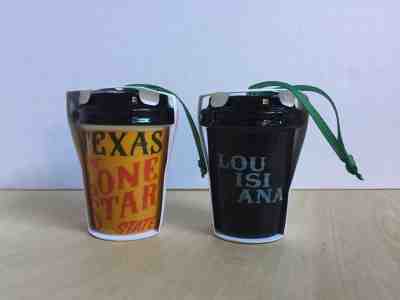 NEW 2017 Starbucks TEXAS and LOUISIANA State Ceramic Holiday Christmas Ornaments - Sold on eBay Nov, 7th 2018 for $39.99