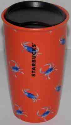 Starbucks Limited Edition Orange Ceramic Maryland Blue Crab Mug Travel Tumbler - Sold on eBay Dec, 14th 2018 for $49.99