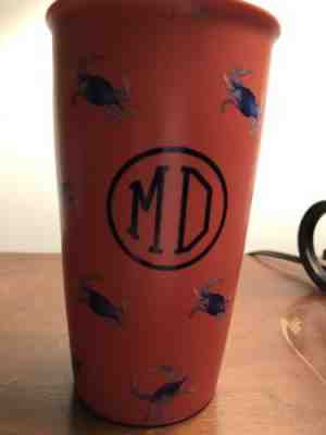 Starbucks Limited Edition Orange Ceramic Maryland Blue Crab Mug Travel Tumbler - Sold on eBay Dec, 10th 2018 for $14.20