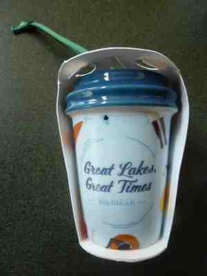 2017 Starbucks Great Lakes Great Times Michigan Christmas Coffee Cup Ornament - Sold on eBay Dec, 7th 2018 for $10.00