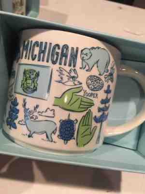 NEW 2018 STARBUCKS Been There Series MICHIGAN MUG CUP 14 oz. Mackinac Bridge - Sold on eBay Dec, 5th 2018 for $13.99