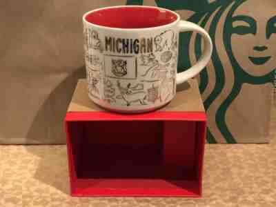 Starbucks Mug 2018 Michigan  Christmas Gold "Been There Series"  14 oz. - New! - Sold on eBay Nov, 30th 2018 for $22.90