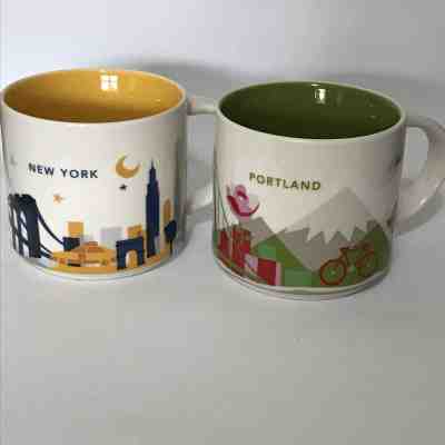Lot of 2 Starbucks Coffee City Mugs Portland 2013 New York 2013 You are Here - Sold on eBay Dec, 6th 2018 for $20.00
