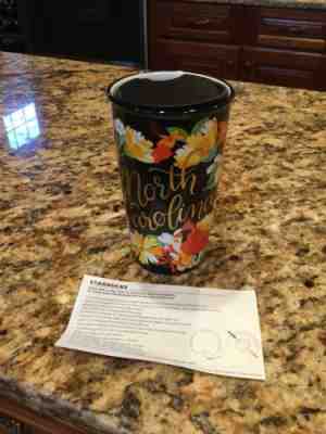 New NWT Starbucks Ceramic Travel Tumbler Mug Double Wall North Carolina NC 12 Oz - Sold on eBay Dec, 11th 2018 for $49.99