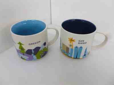 Lot of 2x Starbucks "You Are Here" Collector Series Mugs Oregon San Diego - Sold on eBay Dec, 14th 2018 for $20.50