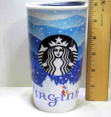 2016 STARBUCKS VIRGINIA CERAMIC TRAVEL MUG CUP 12 OZ WINTER CARDINAL BIRDS  - Sold on eBay Dec, 10th 2018 for $19.99
