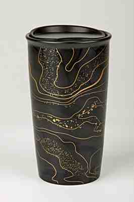 -Starbucks 2018 limited edition 12oz Gold Ornament Double Wall Ceramic Tumbler - Sold on eBay Dec, 13th 2018 for $19.99