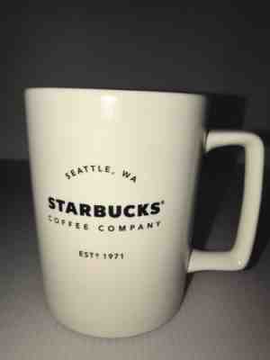 Starbucks Coffee Mug Seattle Est 1971 Cup 16 oz White Gold Foil letters New - Sold on eBay Dec, 16th 2018 for $26.95