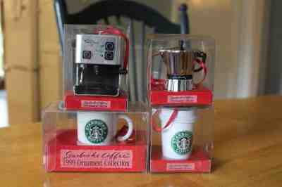 1999 STARBUCKS ORNAMENTS SET OF ALL 4  - Sold on eBay Oct, 26th 2018 for $100.00