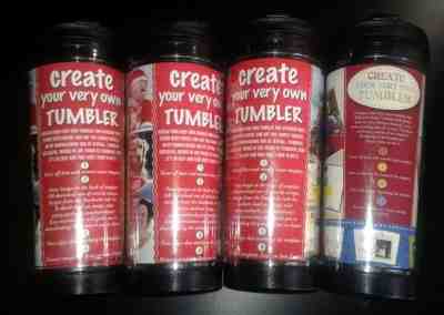 STARBUCKS LOT OF 4 CREATE A TUMBLER 16 OZ GRANDE DESIGN YOUR OWN COFFEE TEA 2002 - Sold on eBay Dec, 5th 2018 for $40.00
