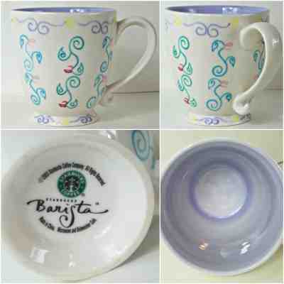 Starbucks Barista Coffee Mug 16 OZ Footed Pedestal Floral Hand Painted 2003 - Sold on eBay Dec, 16th 2018 for $8.95