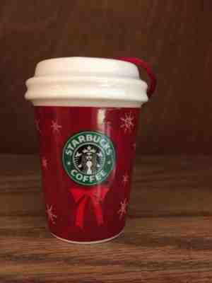 Starbucks Christmas Tree Ornament  2004 Mini To Go Coffee Cup Red White  - Sold on eBay Dec, 6th 2018 for $9.50