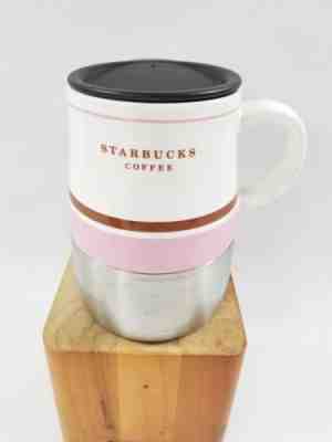 2006 Starbucks 16 oz Pink Ceramic Stainless Base Travel Tumbler Coffee Mug Cup - Sold on eBay Dec, 16th 2018 for $14.95