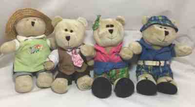 STARBUCKS Bearista Bear Stuffed Animal Lot of 4 Collectible Plush Toys 2006 2007 - Sold on eBay Dec, 16th 2018 for $12.99