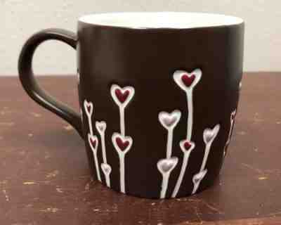 Starbucks 2009 Brown Hand Painted Mug With Flowers Pink & Red Valentines - Sold on eBay Dec, 16th 2018 for $10.00