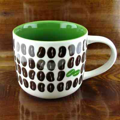 2009 Starbucks Nouvelle New Bone China White & Green Coffee Beans Coffee Mug - Sold on eBay Dec, 16th 2018 for $16.46