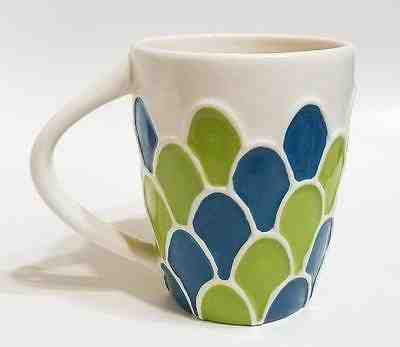 STARBUCKS 2009 MUG PEACOCK BLUE GREEN  HAND PAINTED CERAMIC 14 oz  Unused - Sold on eBay Dec, 16th 2018 for $10.50