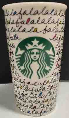 Starbucks Fa La La Holiday 2011 Travel Tumbler Ceramic Mug 12 oz Cup Christmas - Sold on eBay Dec, 17th 2018 for $18.88