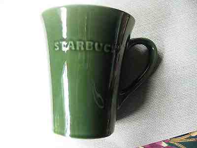 2011 STARBUCKS TALL COFFEE TEA  MUG CUP GREEN FLARED /  RAISED LETTERS 21.1 OZ - Sold on eBay Dec, 16th 2018 for $12.50