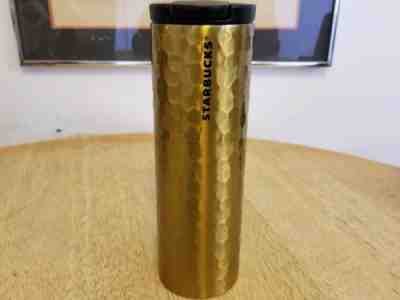 Starbucks 2012 Limited Edition Stainless Steel Gold Hammered Tumbler, 16 oz. HTF - Sold on eBay Dec, 16th 2018 for $39.99