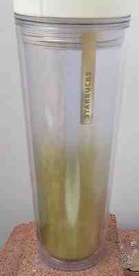 STARBUCKS ~ GRADIENT GOLD BADGE ~ HOT / COLD Plastic 16 oz. Tumbler ~ 2013 - Sold on eBay Dec, 16th 2018 for $10.56