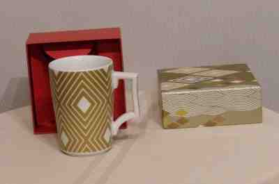 Starbucks Mug Rosanna Gold White Diamonds Collectors Christmas 2013 12 oz NIB  - Sold on eBay Dec, 16th 2018 for $4.99