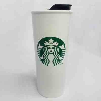 Starbucks Ceramic Cup CoffeeTravel Tumbler Mug Green Mermaid Black Lid 16oz 2014 - Sold on eBay Dec, 17th 2018 for $28.88