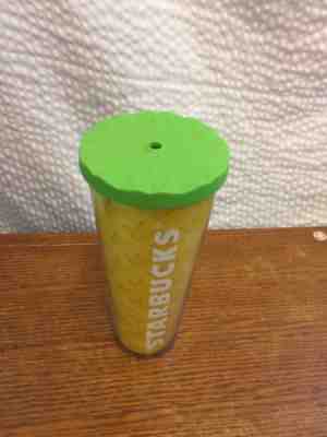  Starbucks Pineapple 24 Oz Tumbler w/ Lid  2014, Yellow Travel Cup No Straw - Sold on eBay Dec, 16th 2018 for $28.00