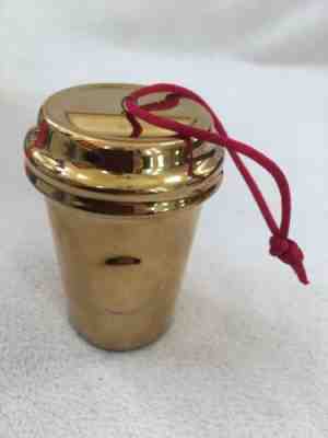 Starbucks 2014 Christmas Ornament Gold Cup Ceramic - Sold on eBay Dec, 16th 2018 for $4.25