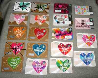 STARBUCKS VALENTINE'S DAY 2014 - 2018 GRAB BAG OF 20 GIFT CARDS ALL NEW & UNUSED - Sold on eBay Dec, 16th 2018 for $5.25
