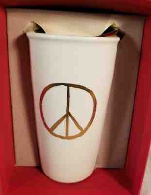 STARBUCKS 2015 Gold Peace Sign Ceramic Tumbler NIB - Sold on eBay Dec, 17th 2018 for $29.00