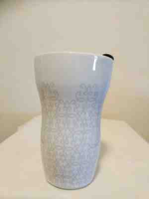 Starbucks 9 oz Ceramic Travel Mug Tumbler White w/ Grey Lattice Design 2015  - Sold on eBay Dec, 17th 2018 for $6.00
