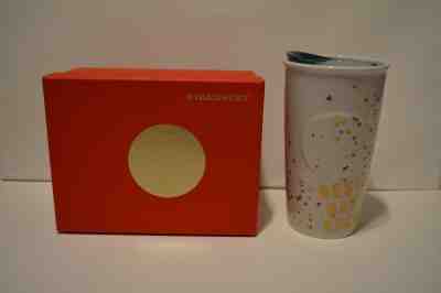 NIB Starbucks 2015 Best Day Ever Ceramic Confetti Coffee Travel Mug with Lid - Sold on eBay Dec, 17th 2018 for $20.50
